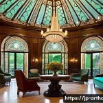 아트호텔 역사적 배경 - **"Art Nouveau Opulence: Grand Hotel Lobby"**
    A luxurious and grand hotel lobby, richly decorate...