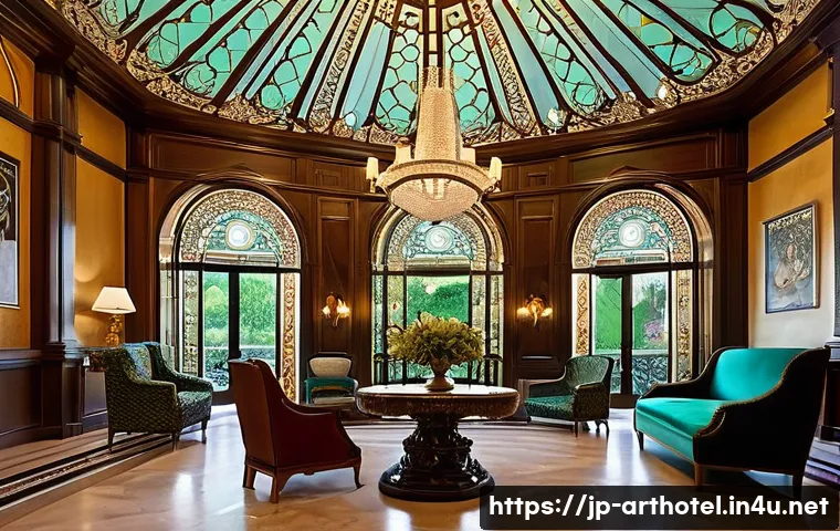 아트호텔 역사적 배경 - **"Art Nouveau Opulence: Grand Hotel Lobby"**
    A luxurious and grand hotel lobby, richly decorate...
